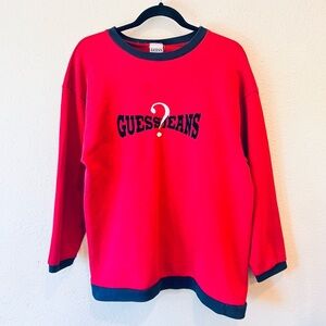 Vintage Guess 1990s Red Black Blue Crew Neck Sweater